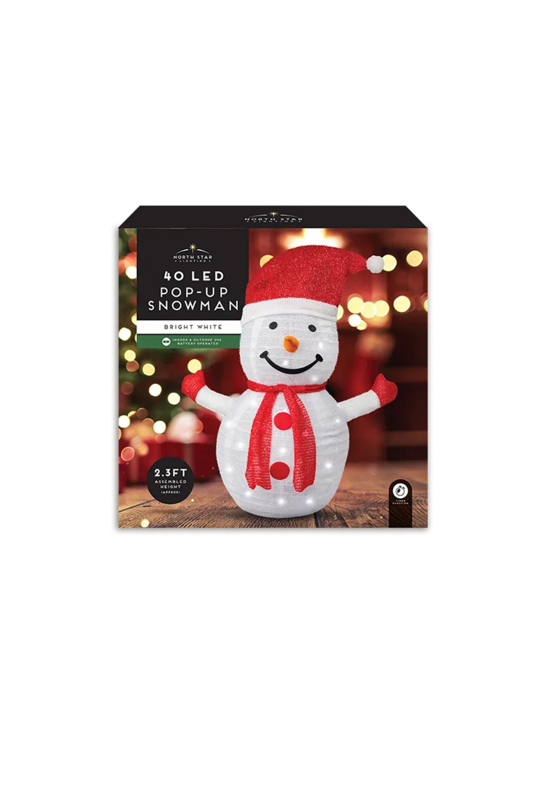 Tinsel Pop Up LED Snowman Decoration