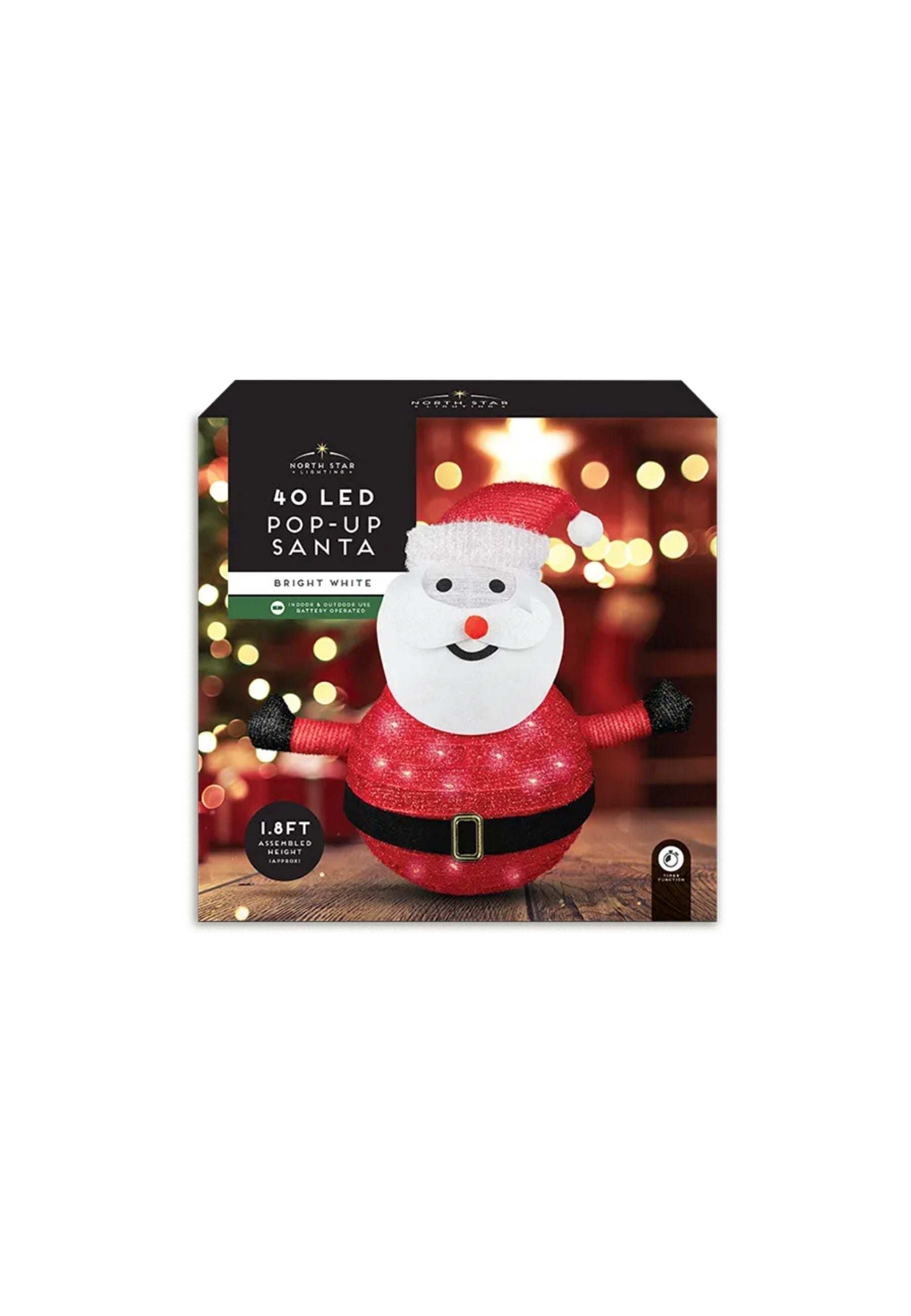 Tinsel Pop Up LED Santa Decoration