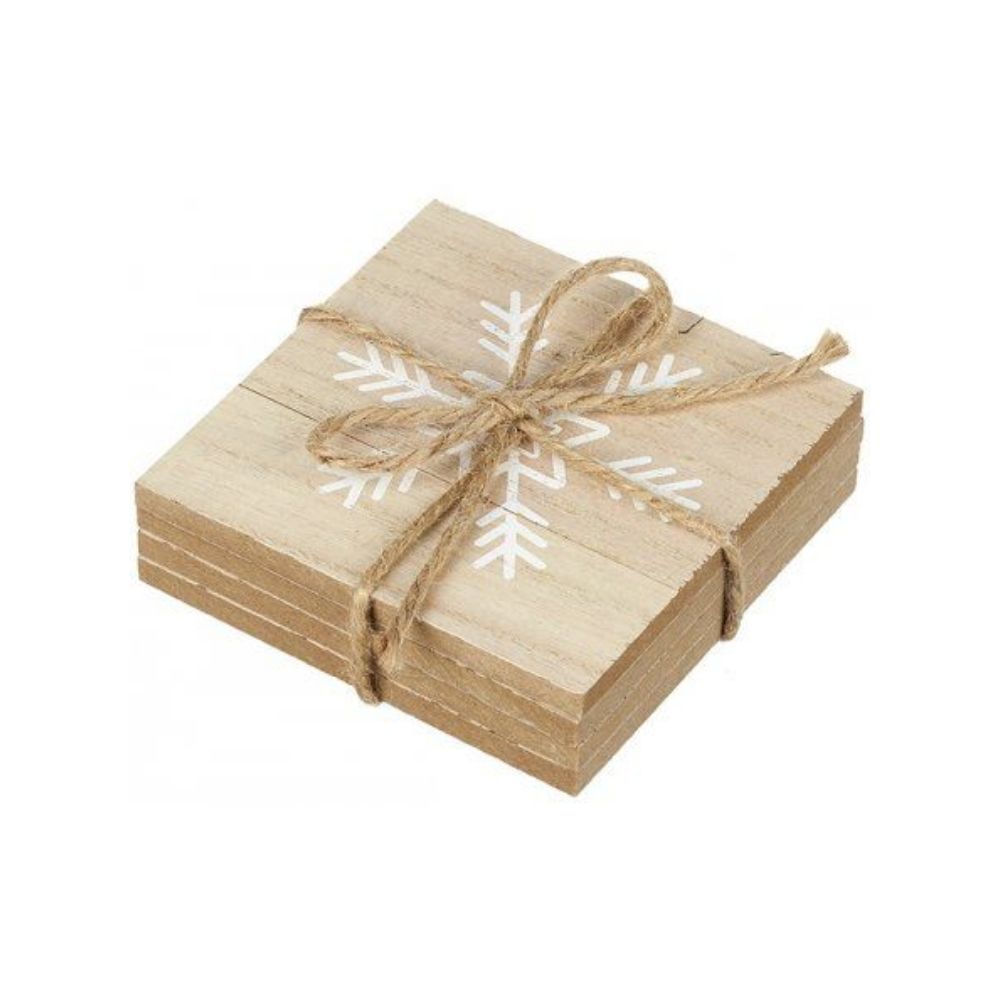 Set Of 4 Natural Snowflake Coasters