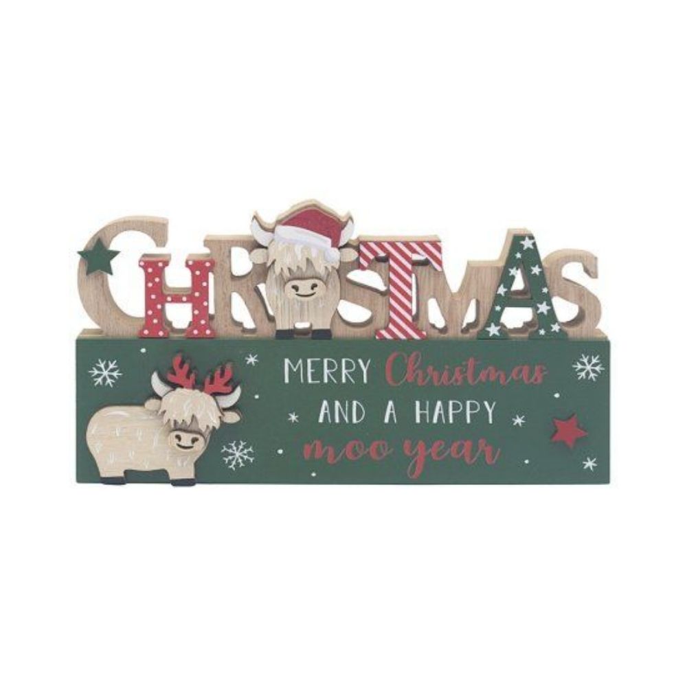 Highland Cow Xmas Standing Plaque