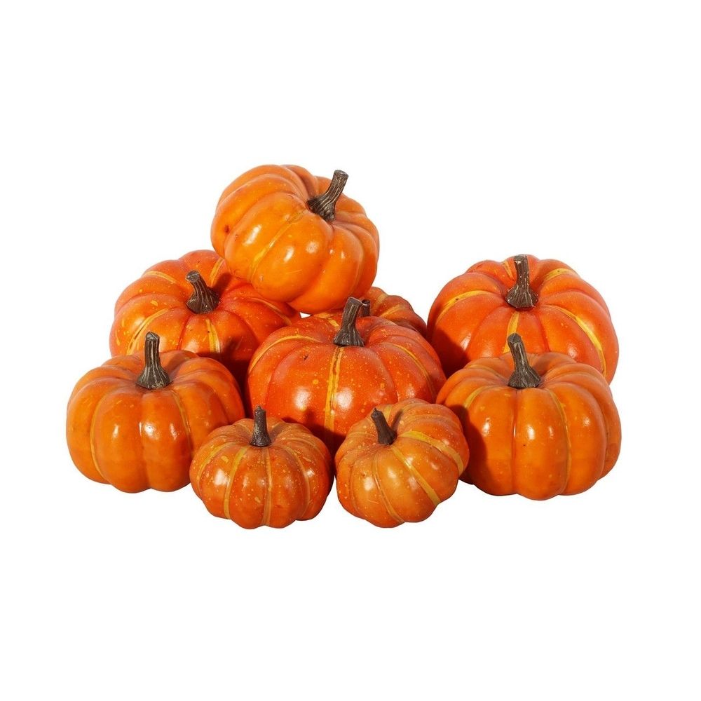 Pack of 9 Assorted Glossy Autumn Pumpkins
