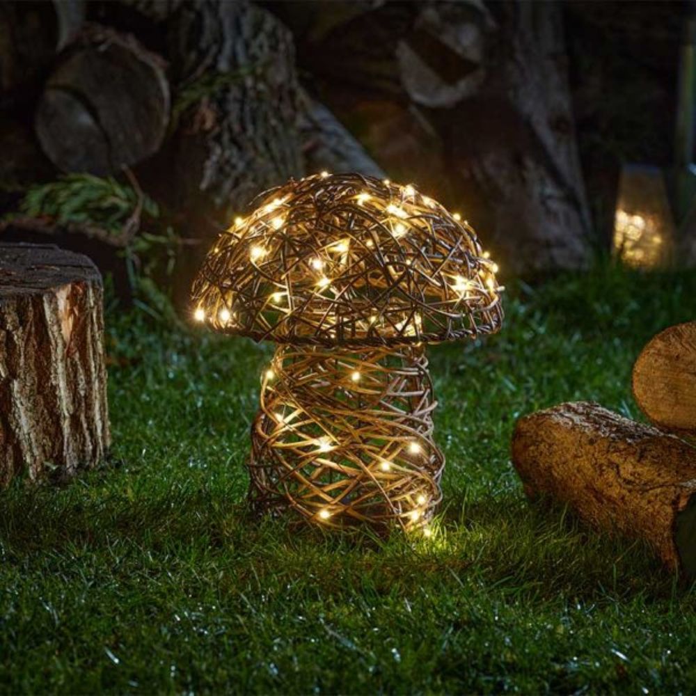 LED Rattan Mushroom Light - Indoor/Outdoor Autumn Decor