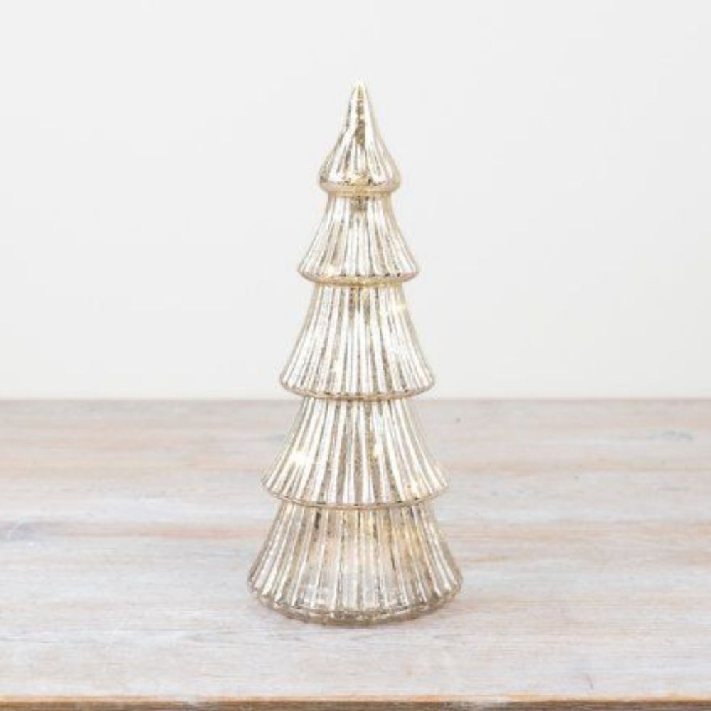 Ribbed Glass Light Up Tree Decor