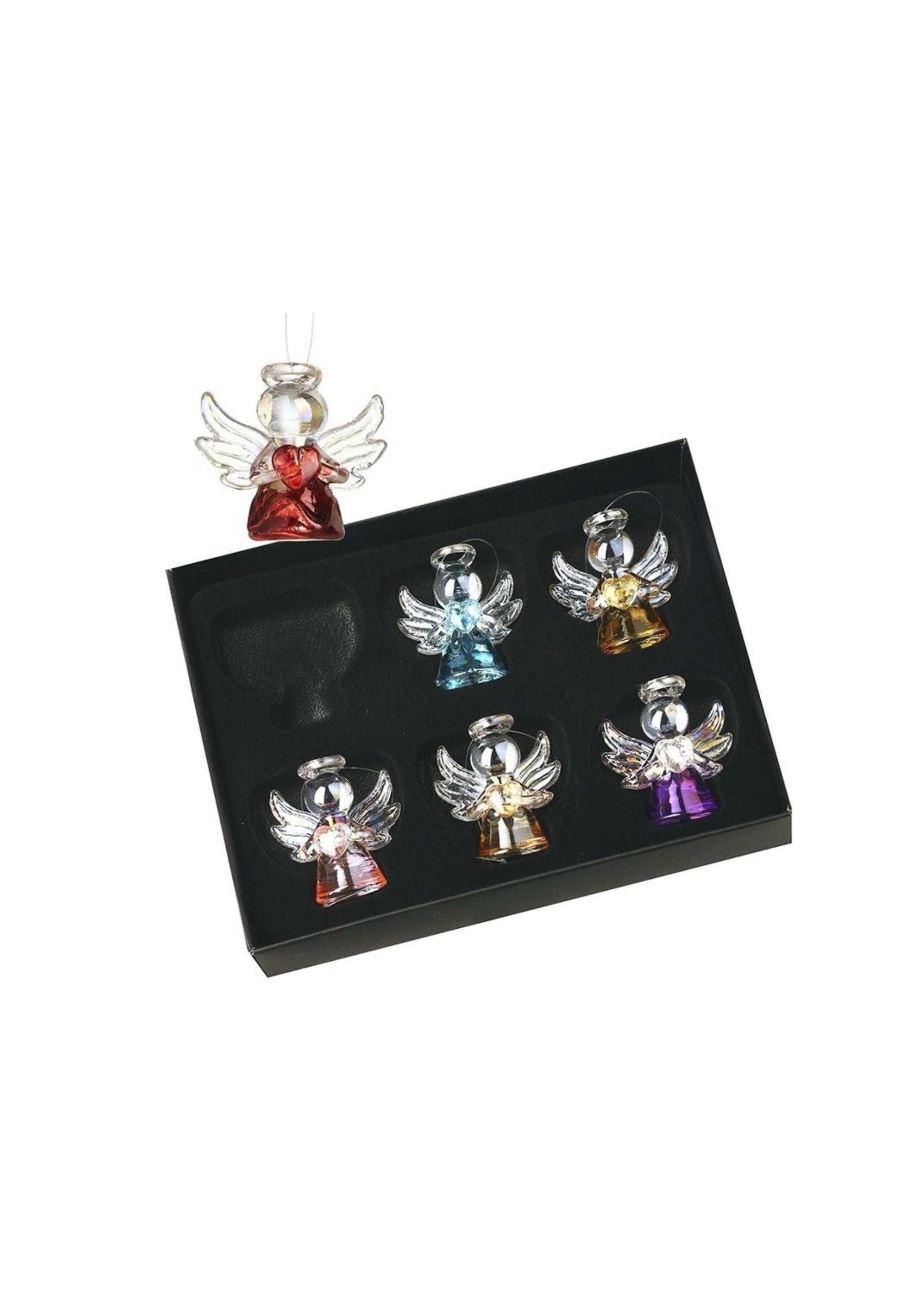 Set Of 6 Hanging Glass Angel Bauble Set