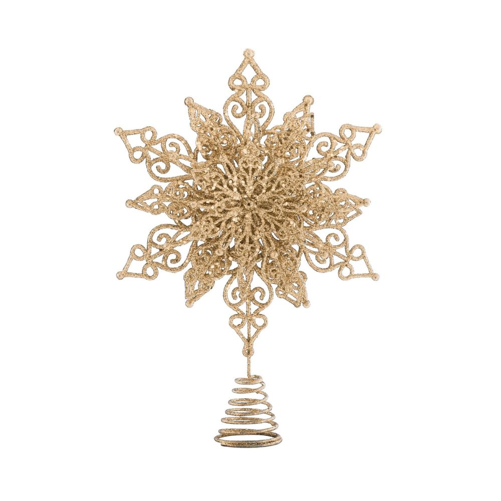 Gold Shimmer Snowflake Tree Topper