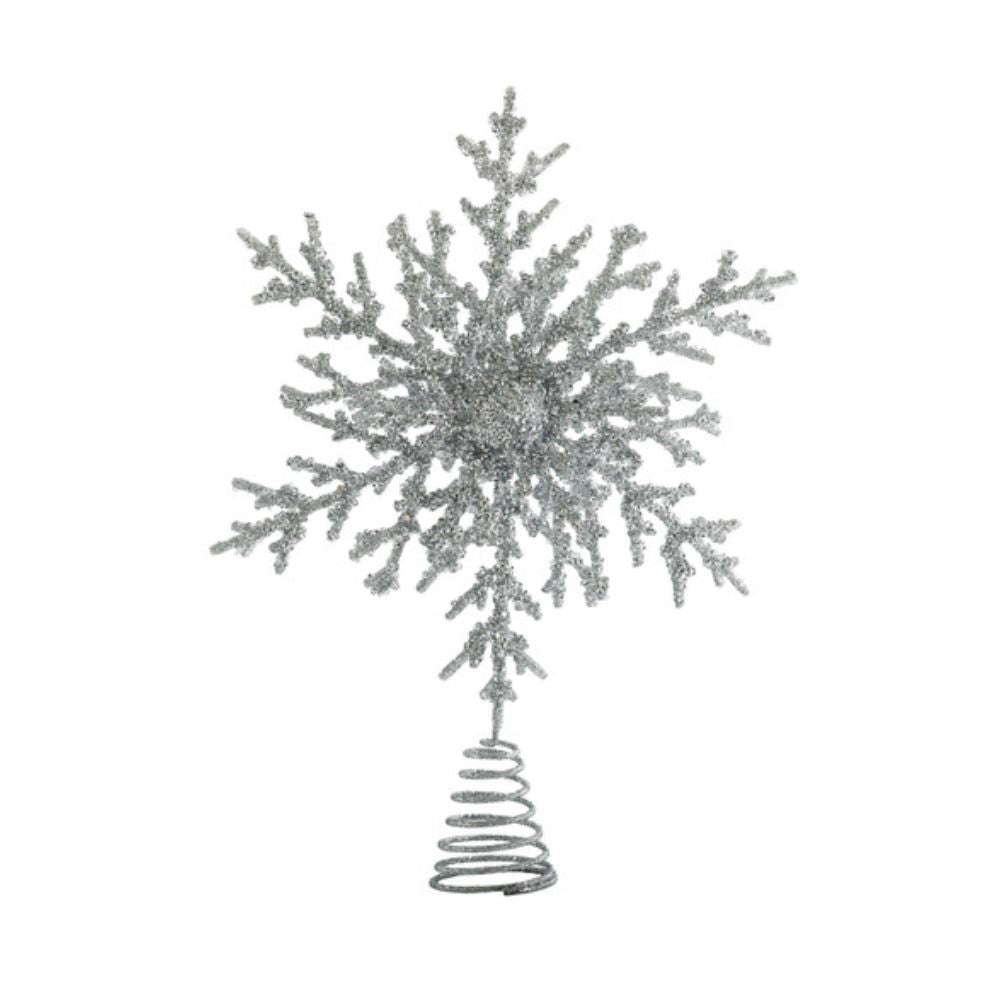 Silver Shimmer Snowflake Tree Topper