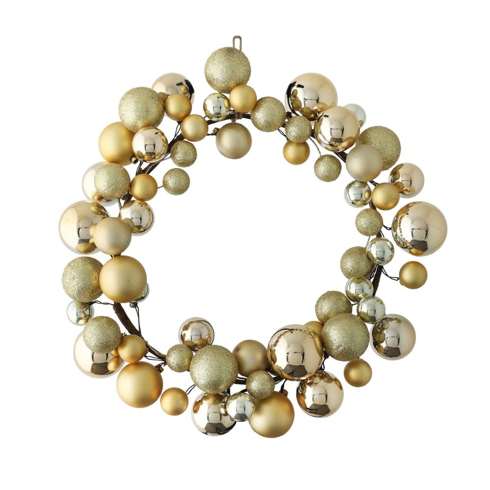 Festive Gold Christmas Bauble Wreath