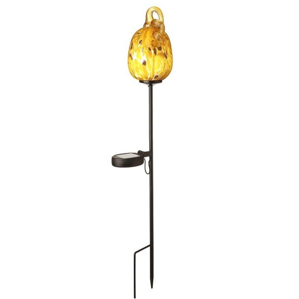 Glass Pumpkin Solar Garden Stake Light - Autumn Decor