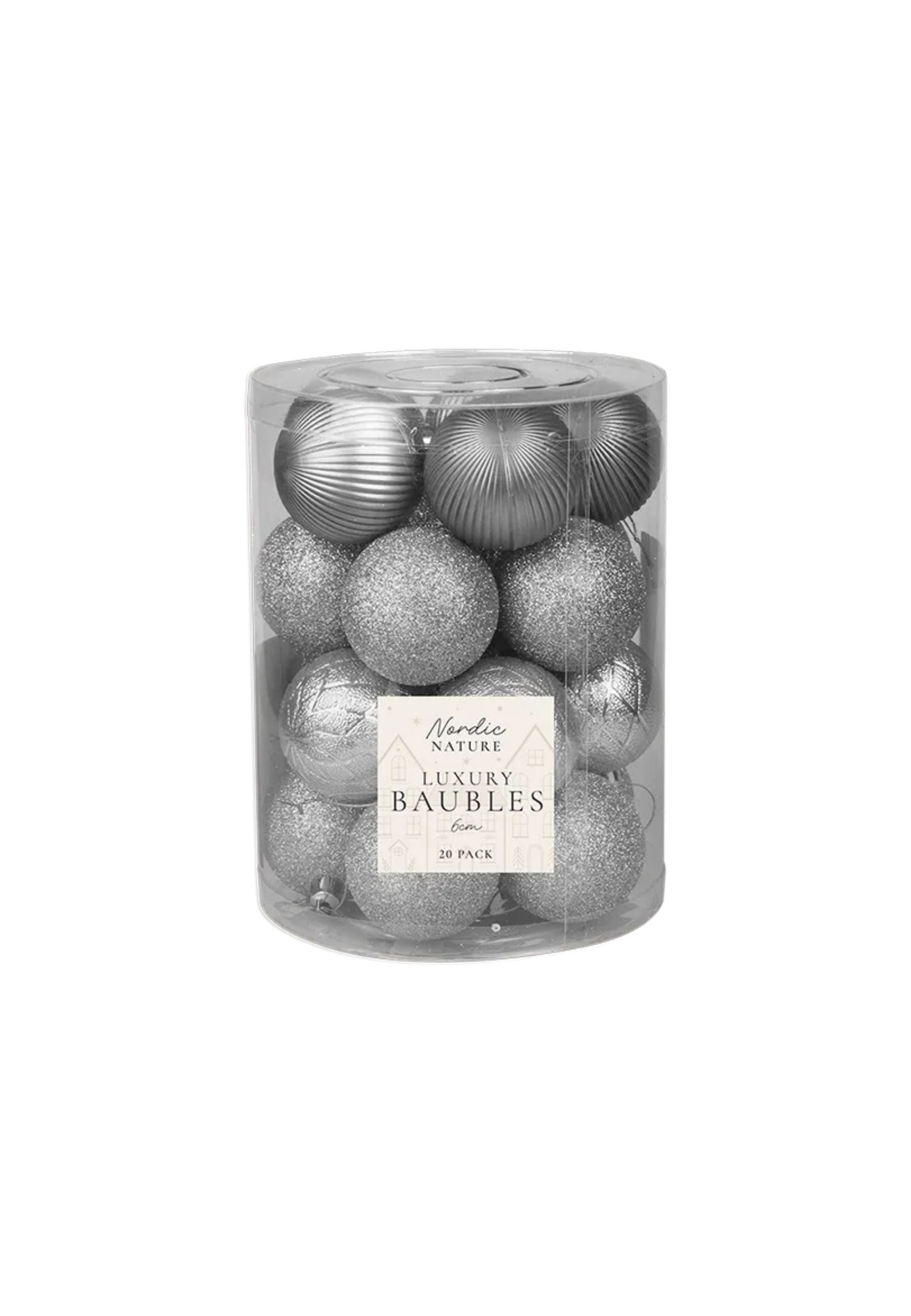 20 Pack Silver Luxury Bauble Set