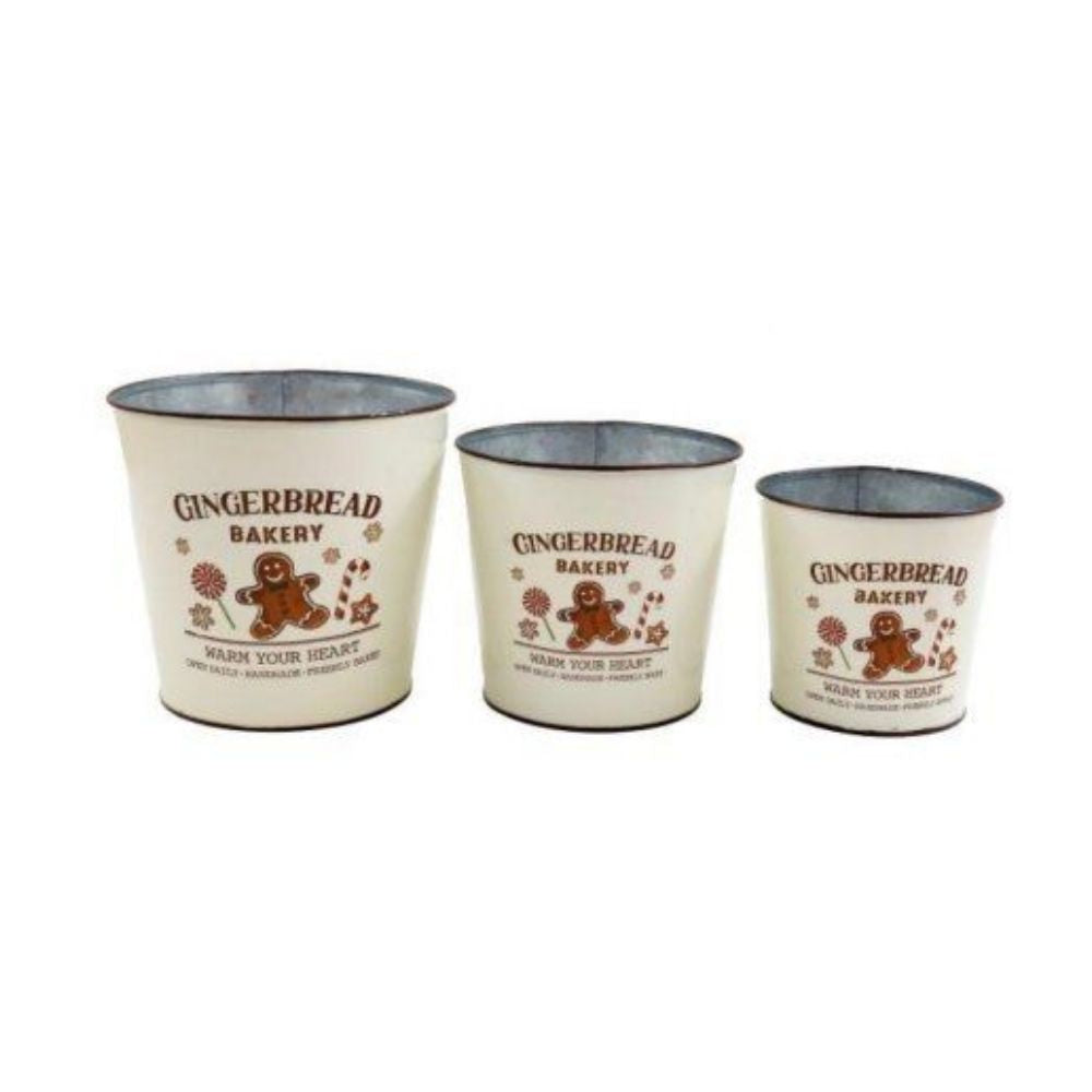 Set Of 3 Gingerbread Pot Planters