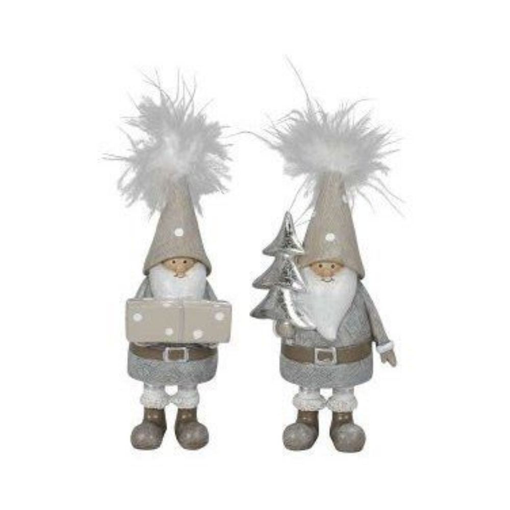Set Of 2 Feather Hat Gnome Christmas Ornament