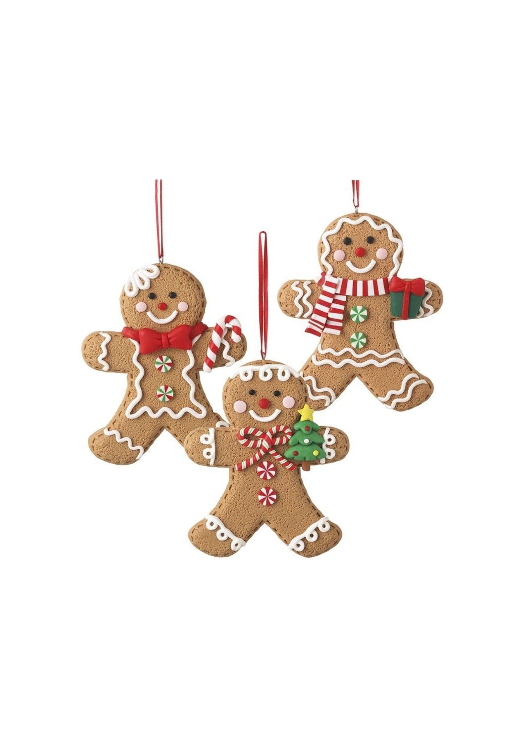 Set Of 3 Hanging Gingerbread Tree Decor
