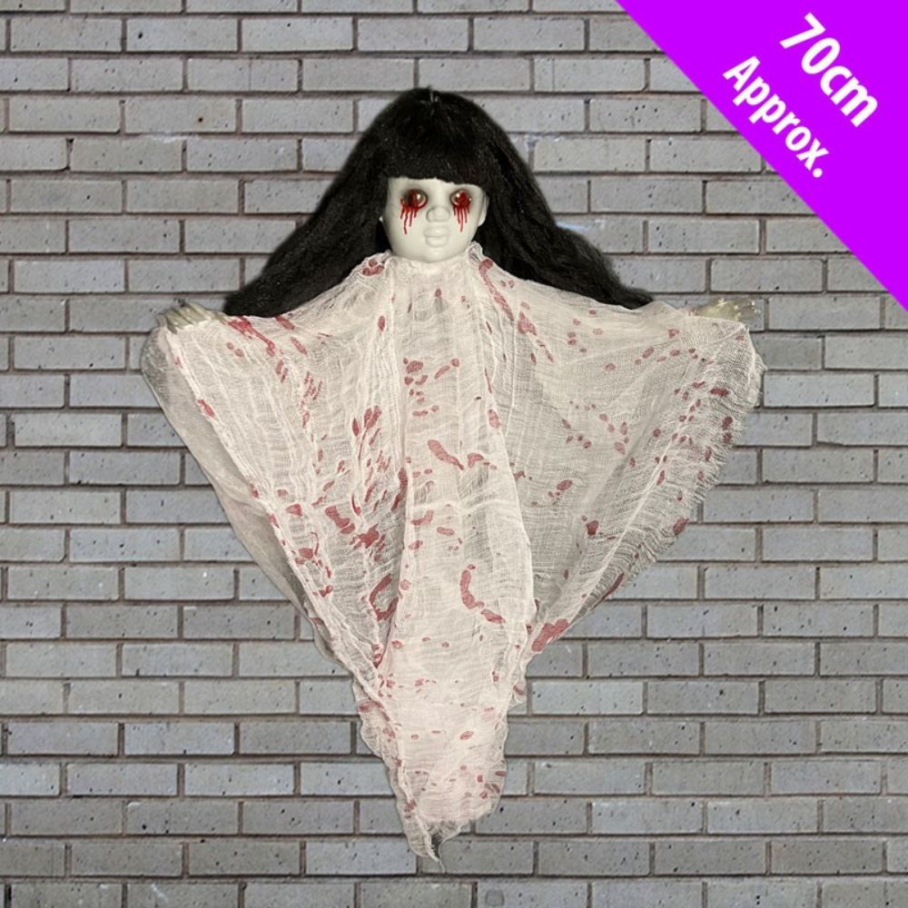 27.5" Hanging Haunted Girl - Red Eyes Halloween Prop