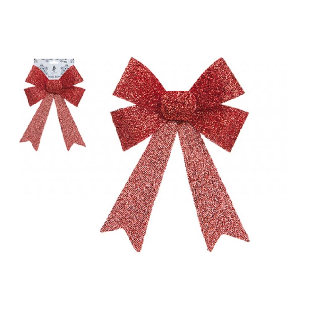Large Red Decorative Tinsel Bow