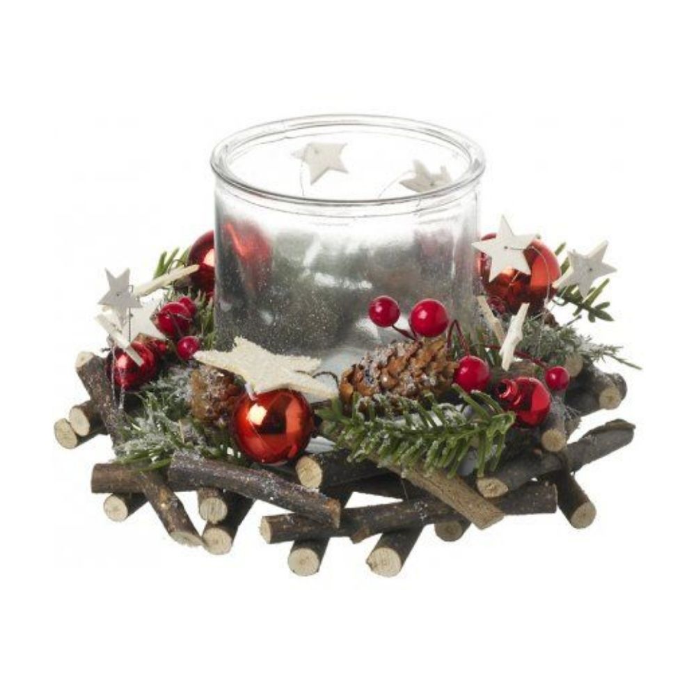 Berry And Twig Christmas Candle Holder