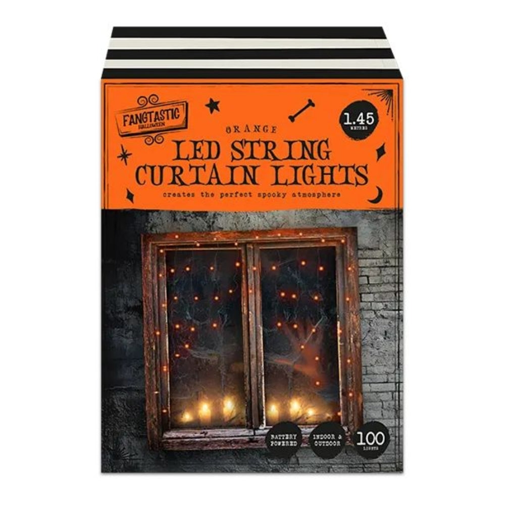 100 LED Orange Halloween Curtain Lights 1.45M