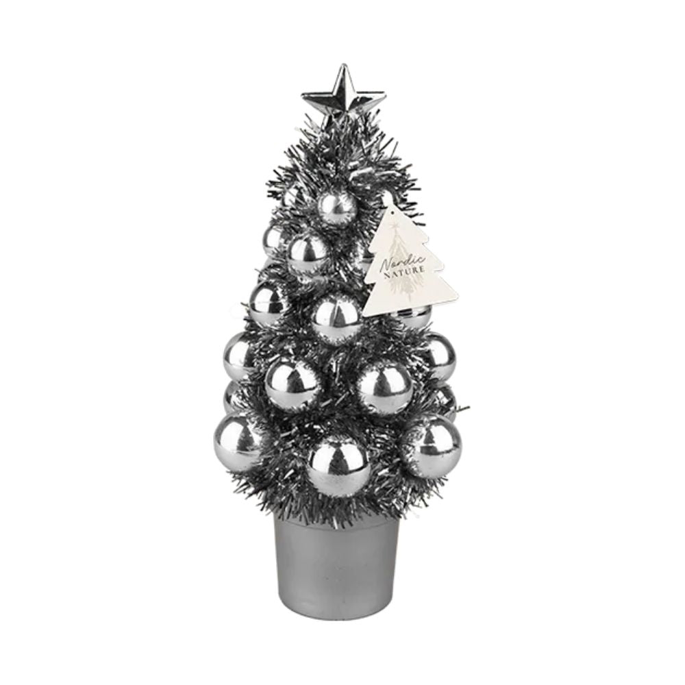 Silver Tinsel Christmas Tree Decoration