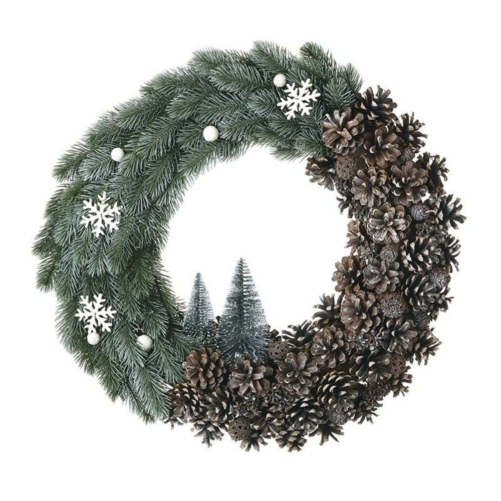 Snowy Pinecone Christmas Door Wreath