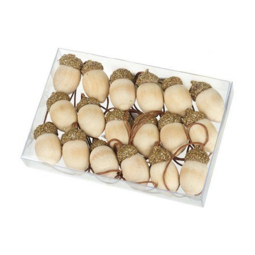 18 Pack Glitter Hanging Christmas Acorns