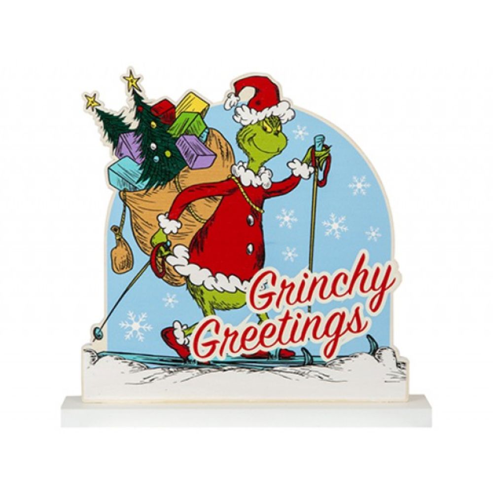 Grinchy Greetings Christmas Plaque