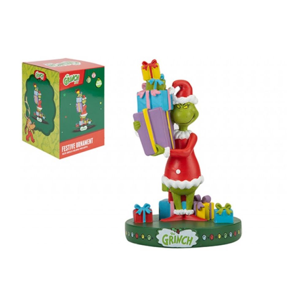 Grinch Holding Present Christmas Ornament