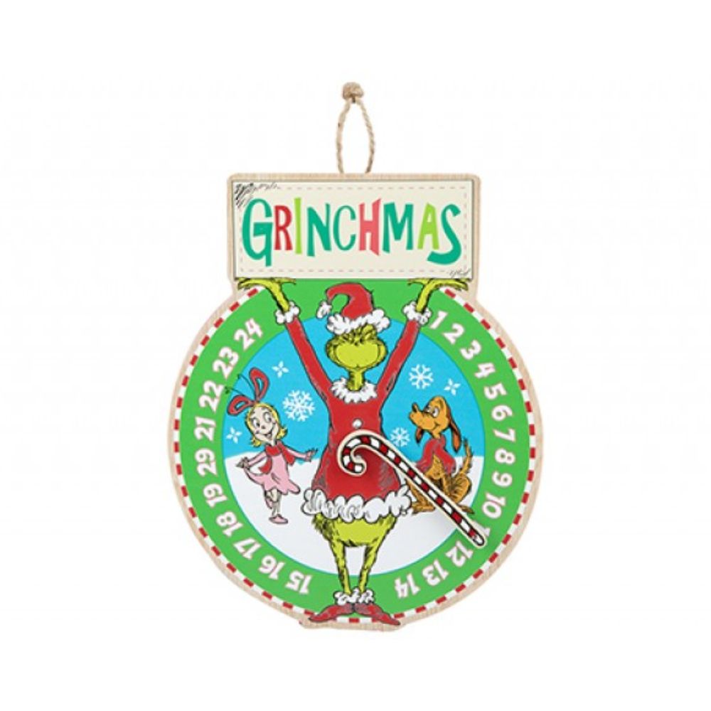 Grinch Advent Countdown Hanging Wall Plaque