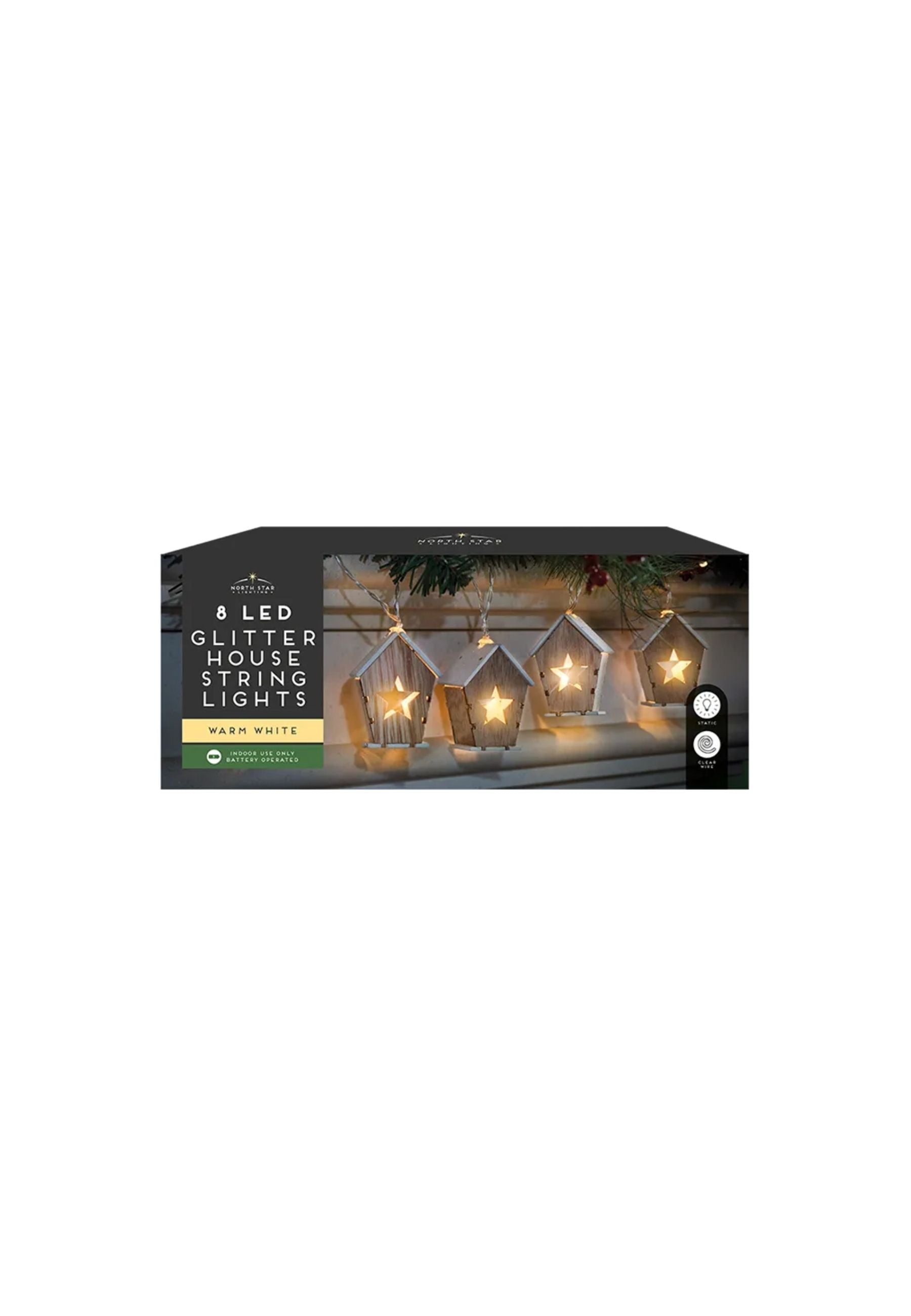 8 LED Wooden Christmas House String Lights