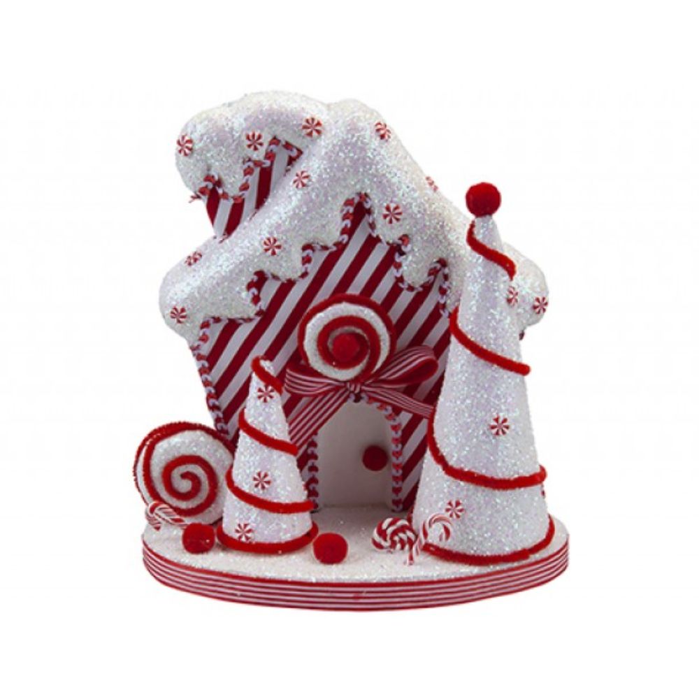 Candy Cane House Cone Standing Decoration