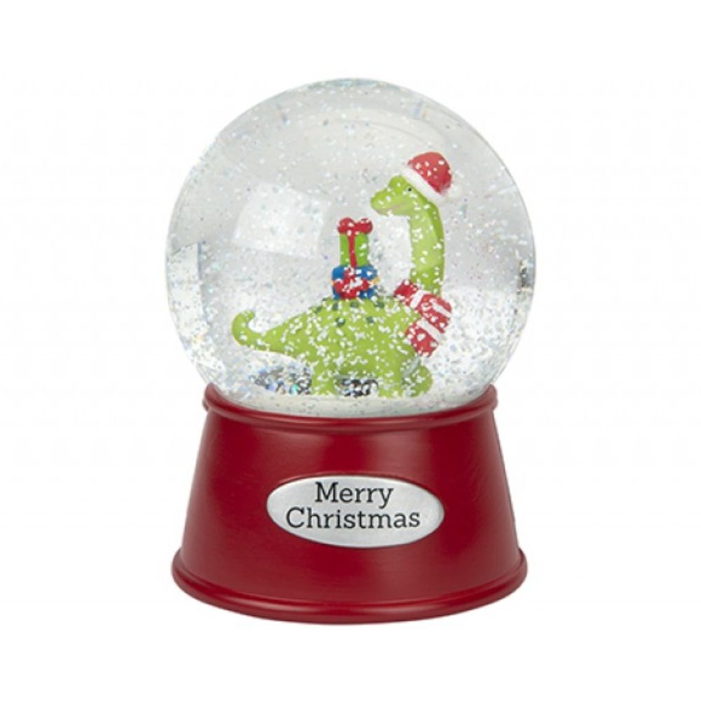 Musical Merry Christmas Dinosaur Snowglobe