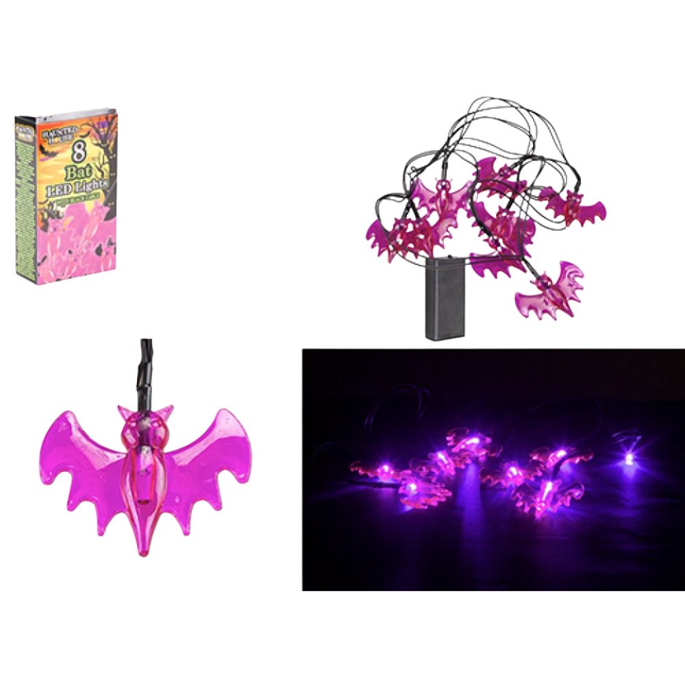 8 LED Bat String Lights Purple Halloween Decoration