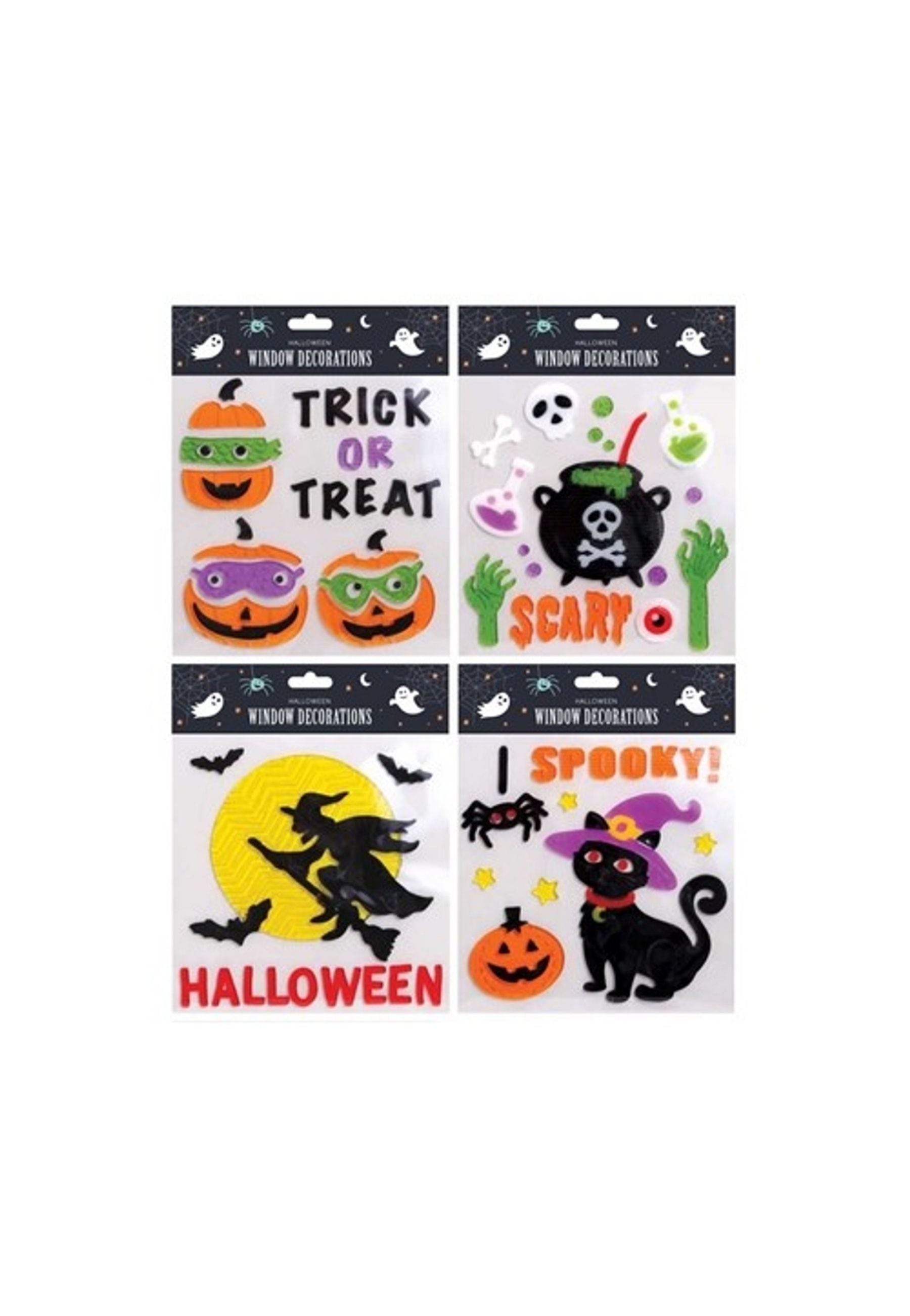 Set Of 4 Halloween Gel Window Stickers