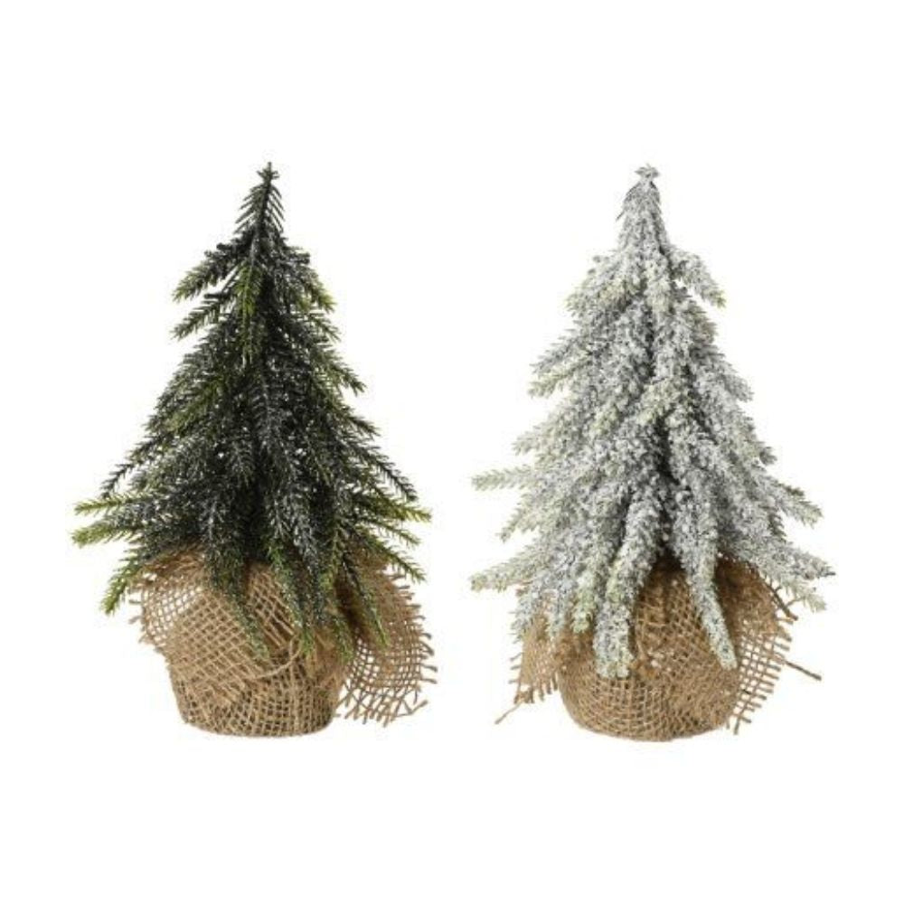 Set Of 2 Mini Glitter Effect Tree Decoration