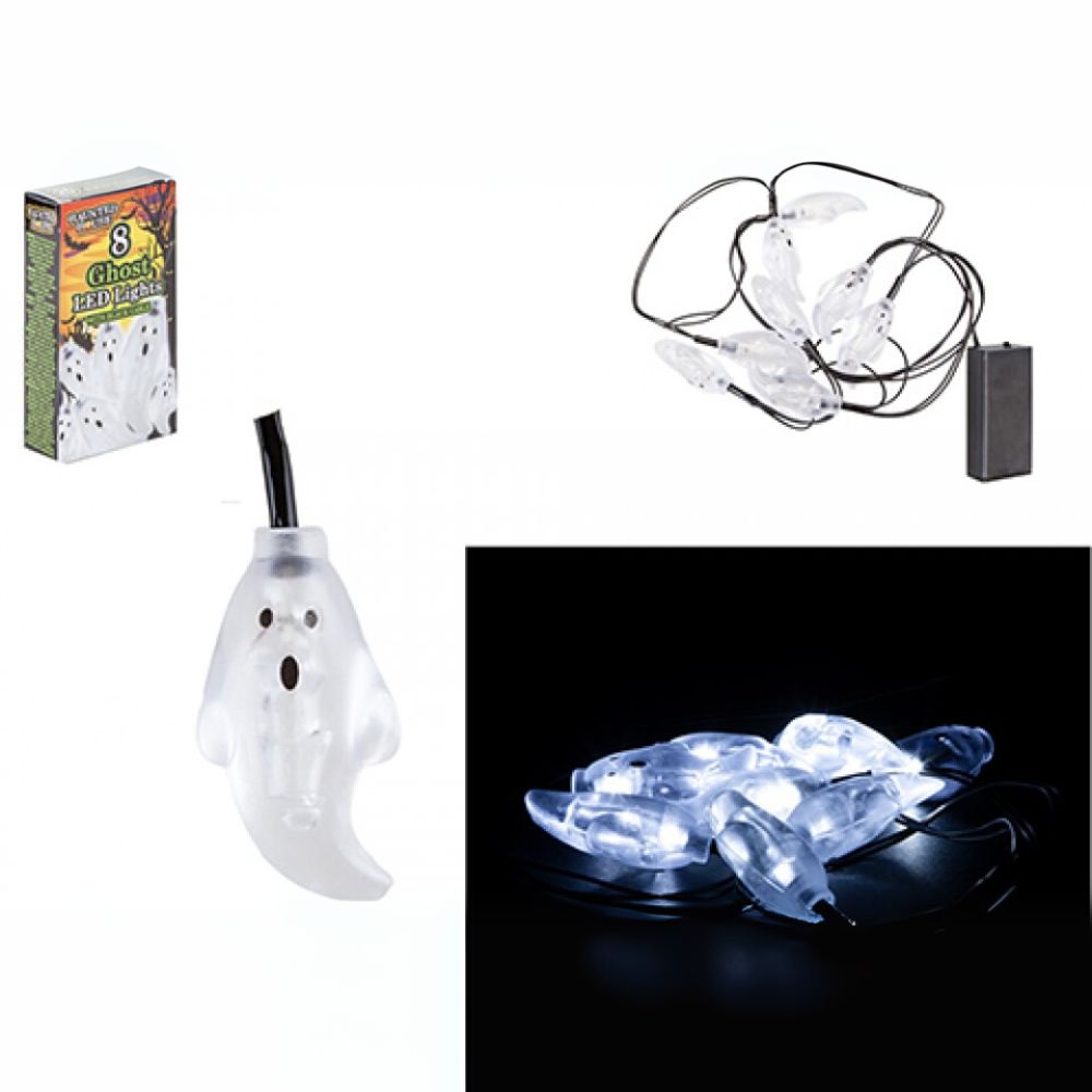 8 LED Ghost String Lights Halloween Battery Operated