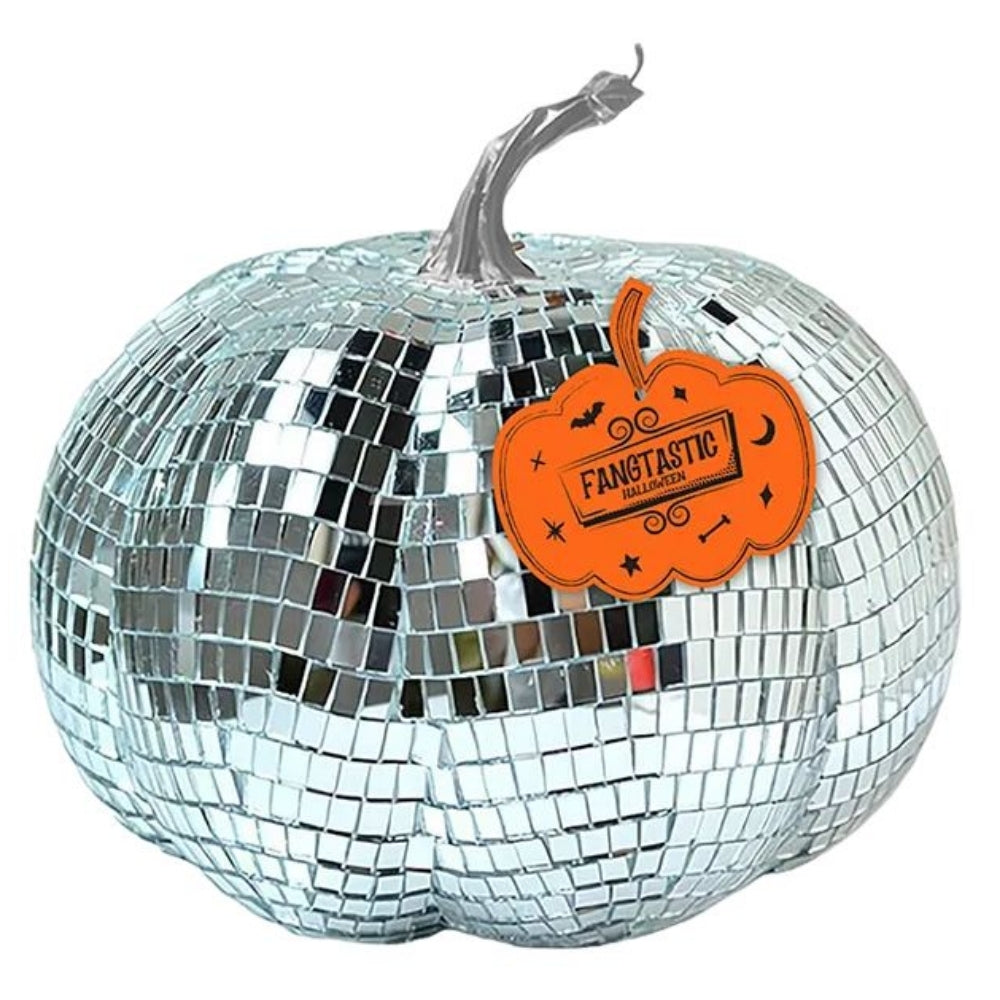 Large Halloween Disco Pumpkin Sparkle Ornament 17cm