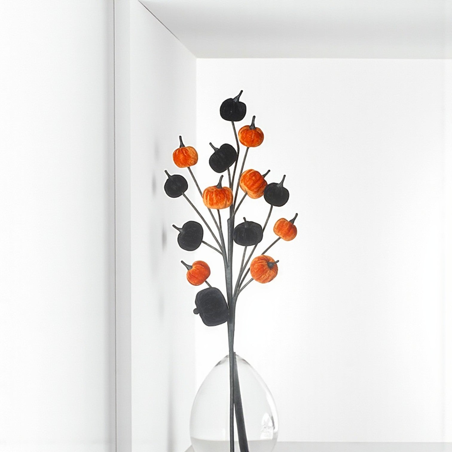 Full Velvet Spooky Pumpkin Branch