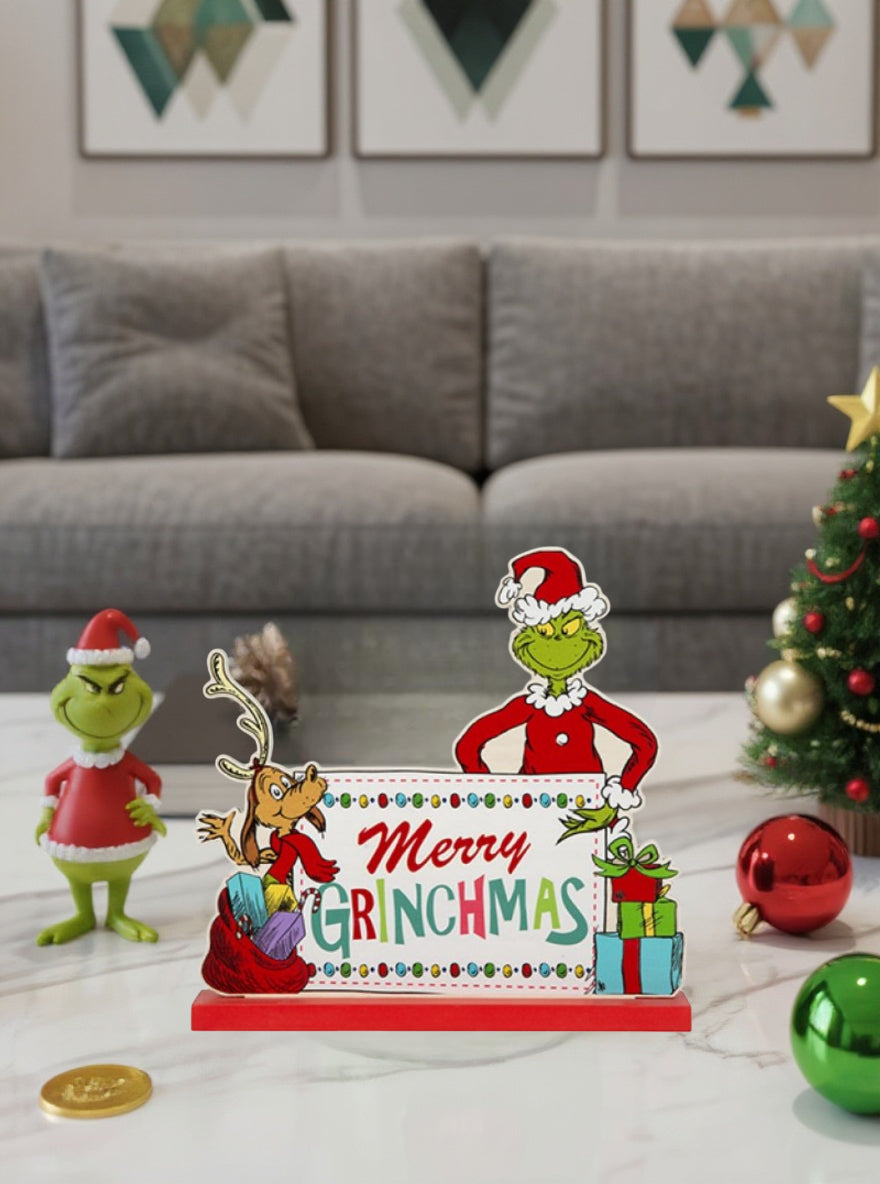 Playful Merry Grinchmas Standing Christmas Plaque