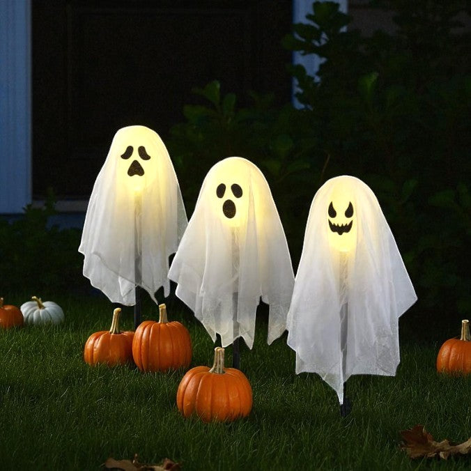 Set Of 3 Spooky Ghost Stake Lights
