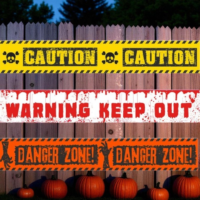 Set Of 3 Halloween Scary Warning Tape