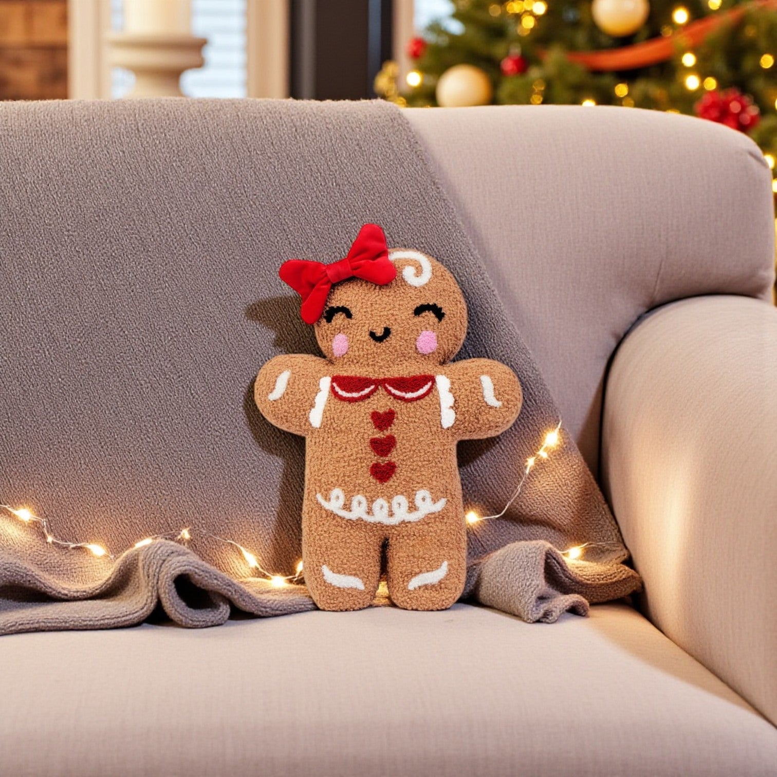 Gingerbread Girl Christmas Cushion