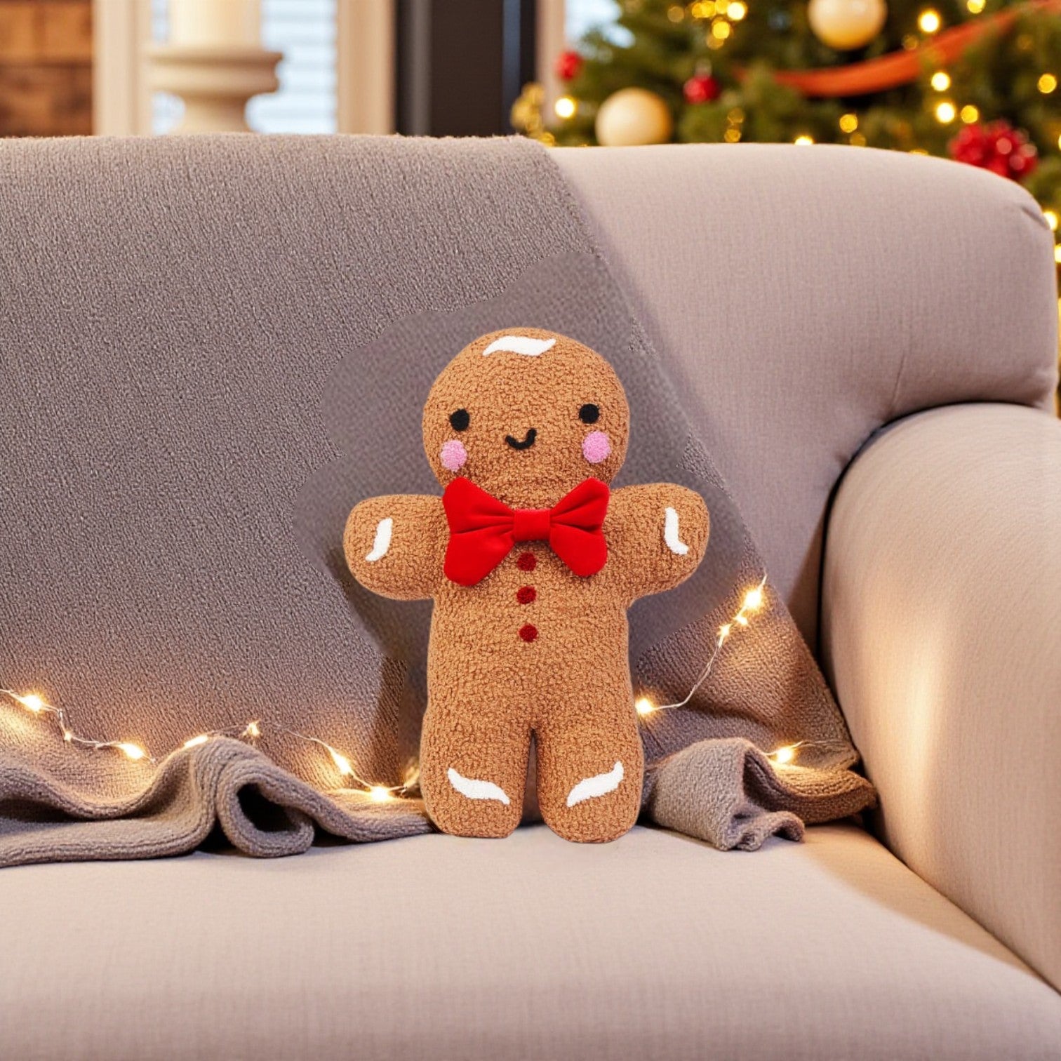 Gingerbread Man Christmas Cushion