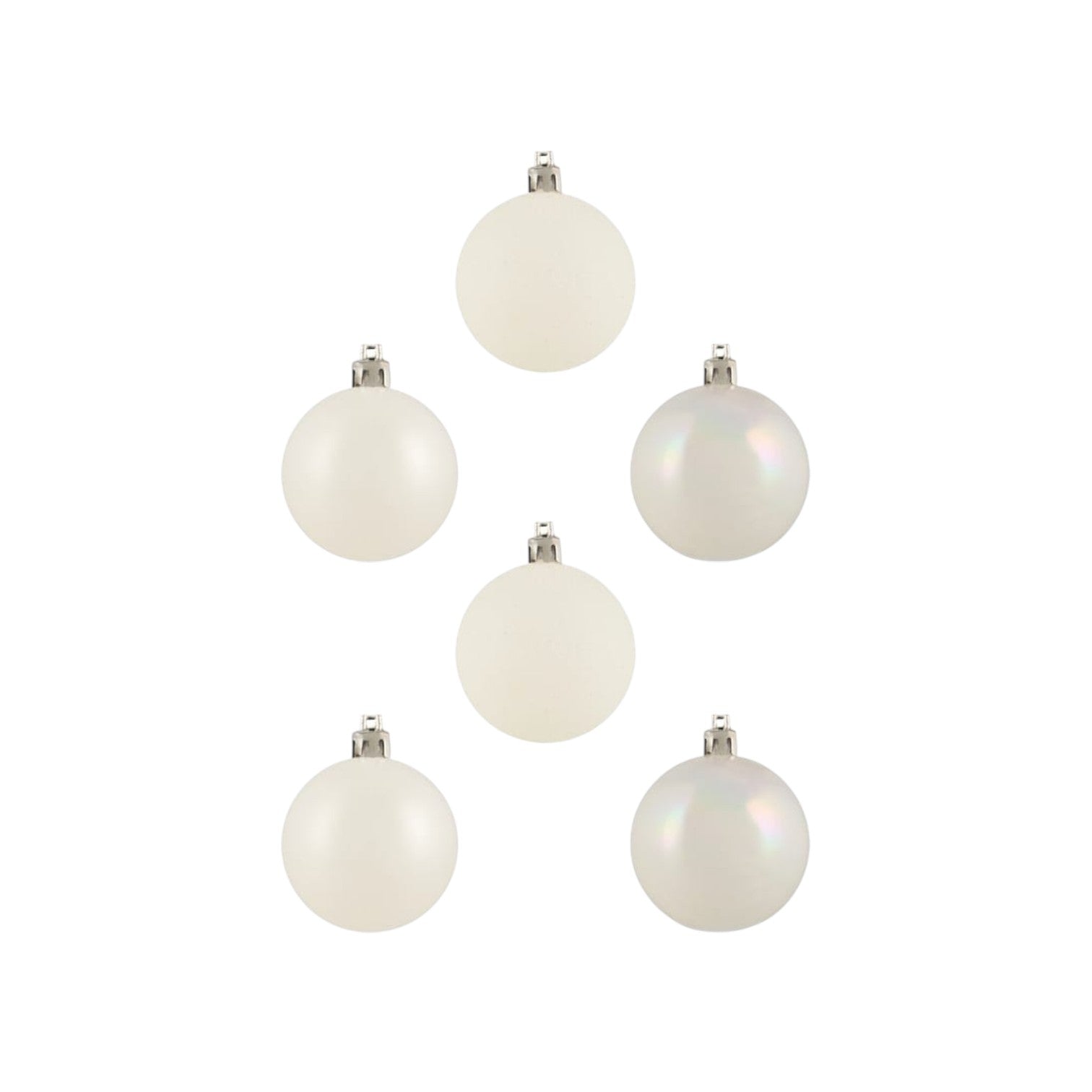 24 Pack Icy White Hanging Baubles