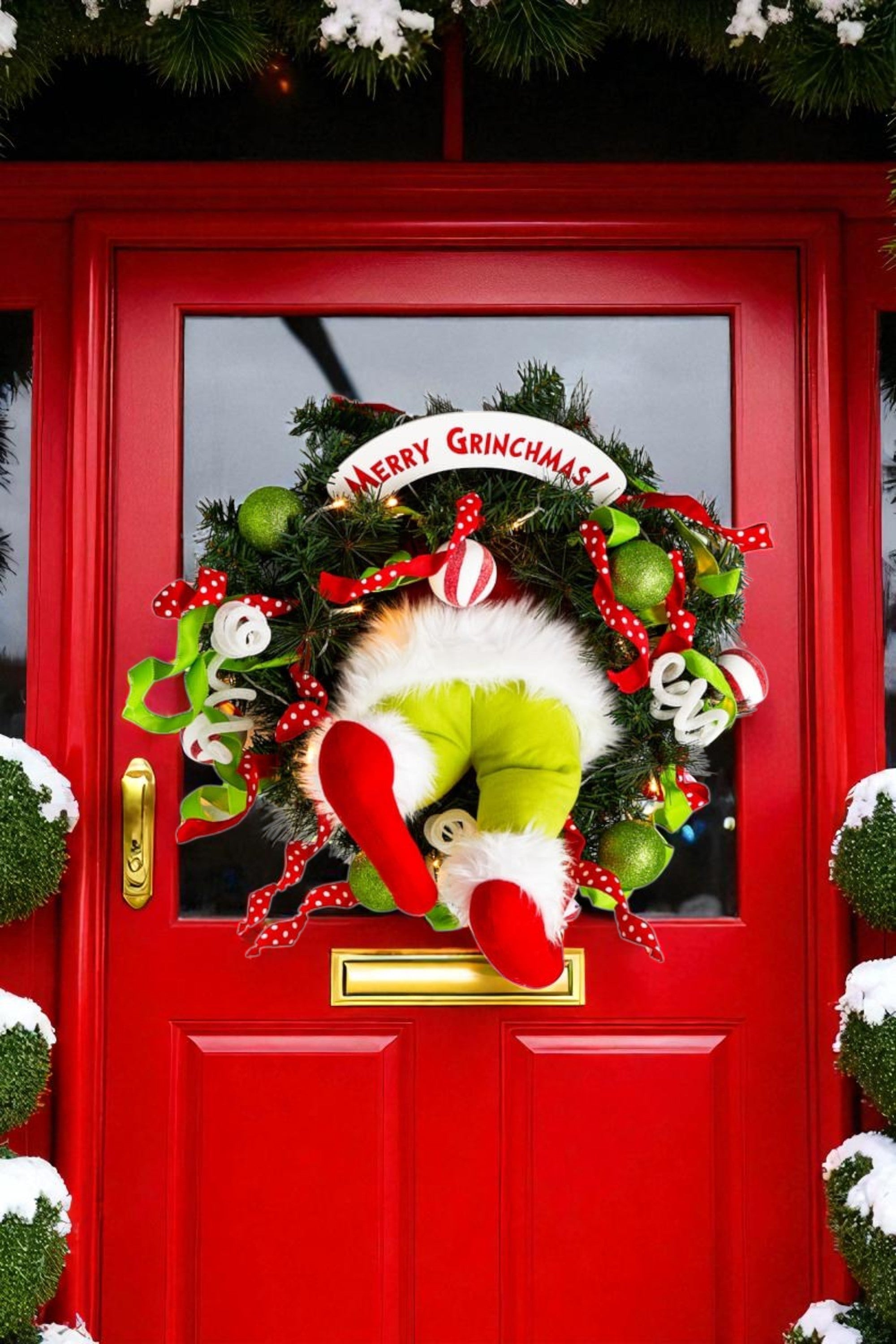Pre-Lit Merry Grinchmas Door Wreath