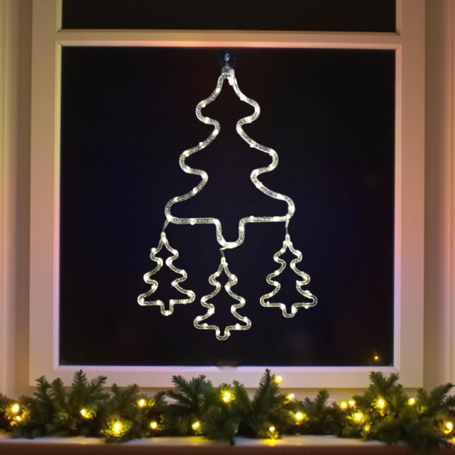 Hanging Cool White LED Tree Window Light
