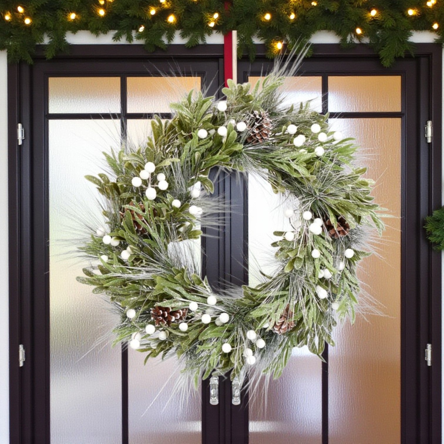 Snowy Flocked Pine Cone Wreath