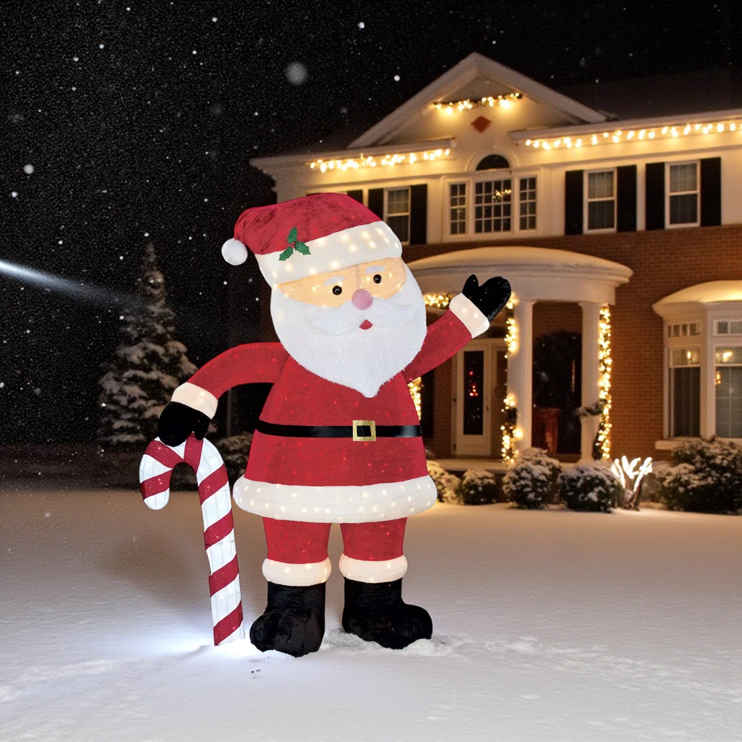 9ft Light Up Pop Up Candy Cane Santa