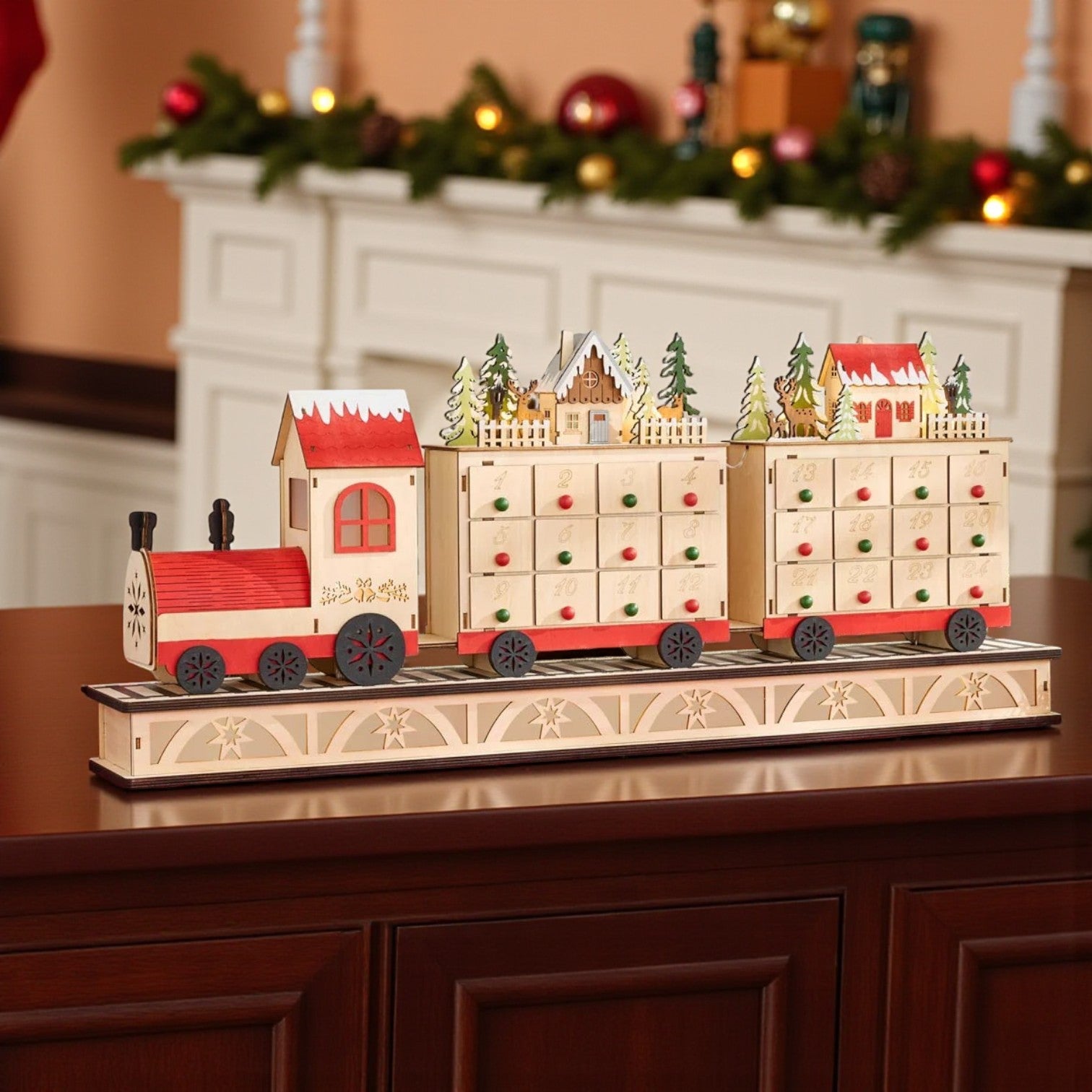 33 Inch LED Train Village Advent Calendar