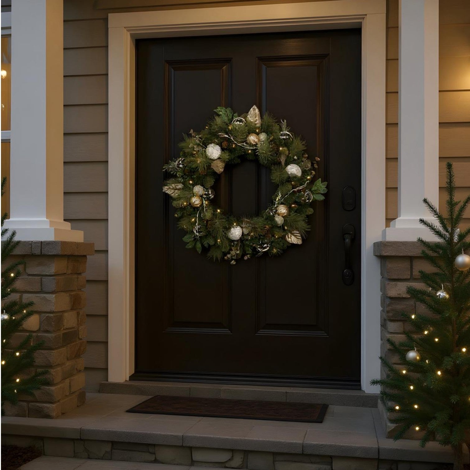 30 Inch Pre-Lit Champagne Decorated Wreath