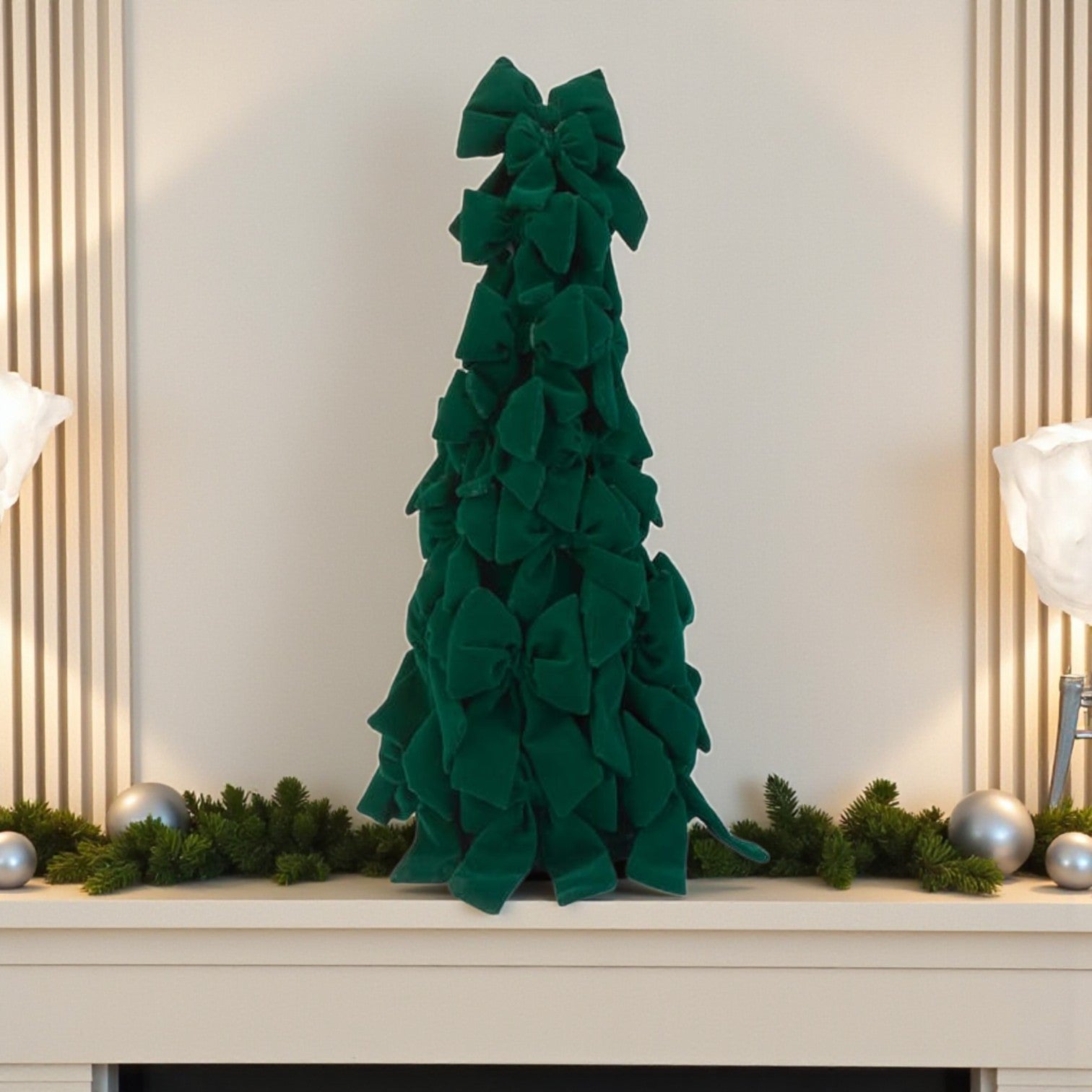 Grand Green Velvet Tree Cone Decoration