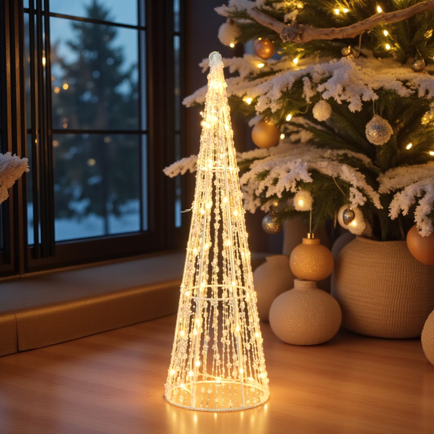 Light Up Prism Tree Cone Decoration