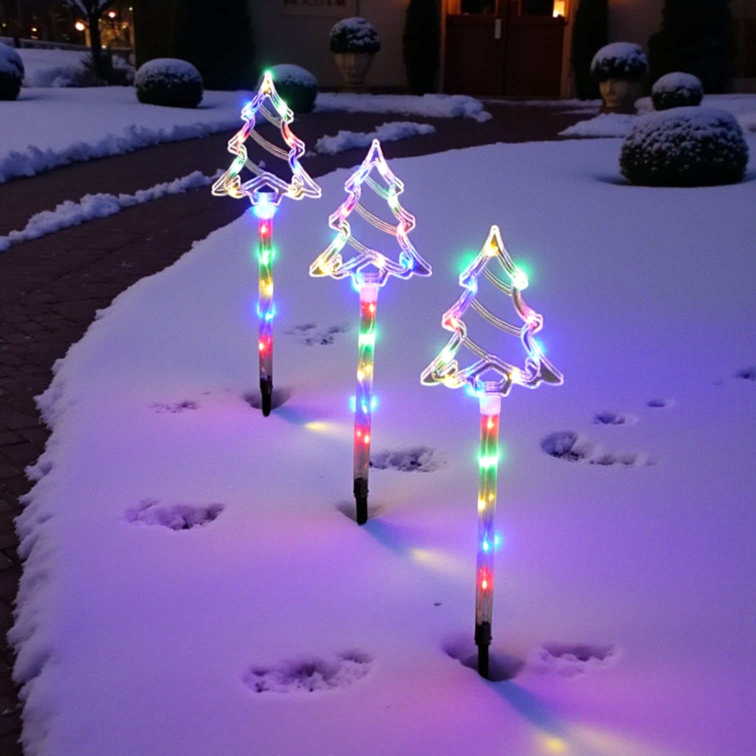 Set Of 3 Multicoloured Tree Stake Lights
